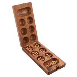 Engelhart- 350320- Wooden Awale - African game - board game - wooden game - 2 players - eco game - 13.2 x 24.4 x 4.8 cm
