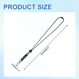 PATIKIL Durable Round Cord Strap, Adjustable Long Keychain Neck Strap Keychain Holder with Removable Buckle, Black, Free size