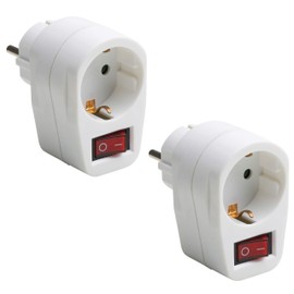 Meister Adaptor Plug 1-Way 2 Pieces in Set Slot Illuminated Switch White IP20 Indoor Energy-Saving Use / Socket Adapter / Schuko Plug / 7445050, 1 Schuko