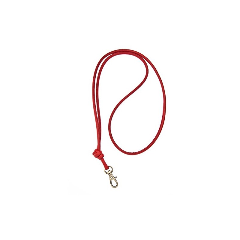 Logan Whistles Lamb Nappa Leather Lanyard with Brass Clip, Red
