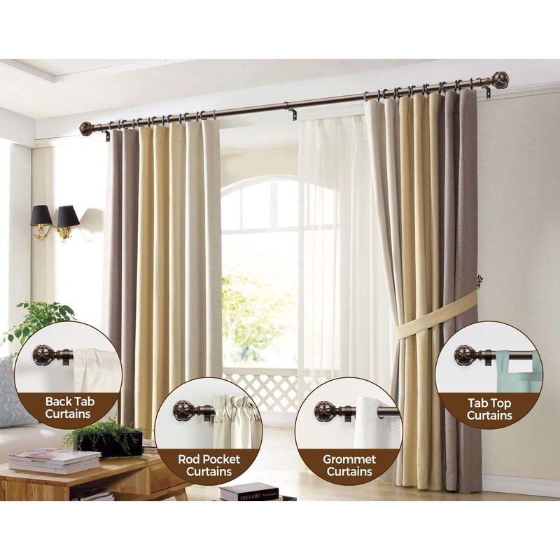 KAMANINA 1 Inch Extra Long Curtain Rod 140 to 195