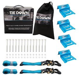 Tie Down 2 in. x 8 ft Blue Heavy Duty Wheel Chock Tie Down Kit, 2-Pack Kit - 4563 lbs. Breaking Load Limit