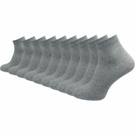 Herren Quarter Socken aus 100% reiner Baumwolle (6 Paar | 10 Paar) | kurze & dünne Füßlinge | ohne drückende Naht über den Zehen (DE/NL/SE/PL, Numerisch, 39, 42, Regular, Regular, hellgrau | 10 Paar)