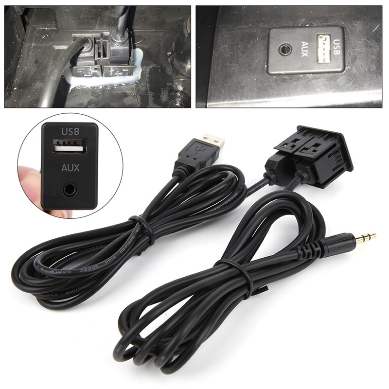 3.5mm AUX Extension Cable Adapter Flush Mount USB Port Headphone