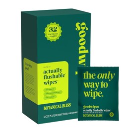 goodwipes Flushable Wipes for Women - Botanical Bliss Individually Wrapped Travel Butt Wipes To Go, Mini Purse & Festival Essentials for Adults, pH Balanced for Feminine Hygiene, 32 Count (1 Pack)