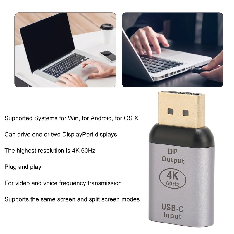 USB C to DisplayPort Adapter 4K 60Hz Plug and Play