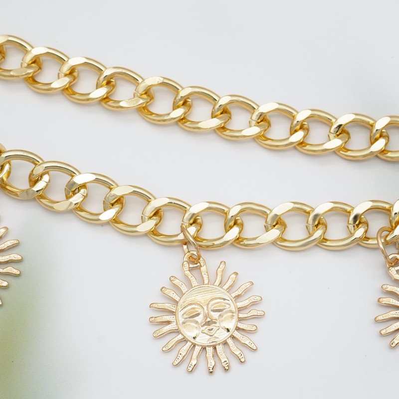 Liutufy Vintage Metal Leaf Pendant Body Chain Cross Pearl Multi-Layer