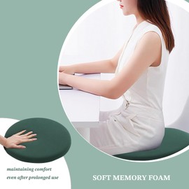 Yaspetala Dark Green 15 Inch 2 Pack Round Memory Foam Chair Pad for Dining Room, Kitchen, and Office Use, Anti-Slip Round Stool Pad, Comfortable Seat Cushion with Removable Cover