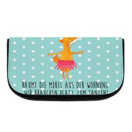 Mr. & Mrs. Panda Cosmetic Bag Fox Ballerina, turquoise, Hand Drawn