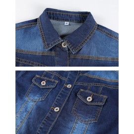 Omoone Women's Summer Short Sleeve Crop Denim Trucker Jacket Jean Coat Tops(DenimBlue-M)