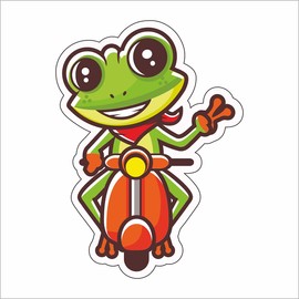 AMA shop FROG FUN SCOOTER PVC sticker for Decal Wall Mural Car Motorcycle Helmet Camper