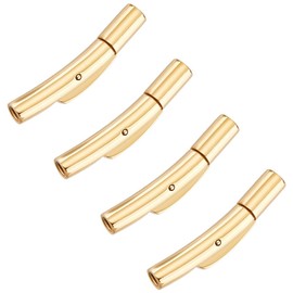 UNICRAFTALE 4 Sets 304 Stainless Steel Columns Bayonet Clasps 1.8 ~ 2 mm Hole Tube Leather Cord End Caps Golden Snap Clasps Jewellery Clasps for Bracelets Necklaces Jewellery Making