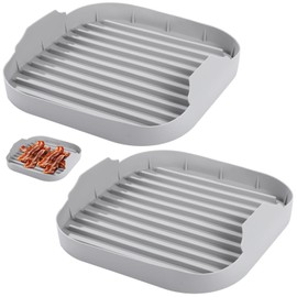 2 Pcs Microwave Bacon Cookers, Silicone Bacon Trays for Microwave Oven, Food-Safe Meat Bacon Makers with Grooves, Fast Heating, Dishwasher Safe, 9.85×9.85×1.97"