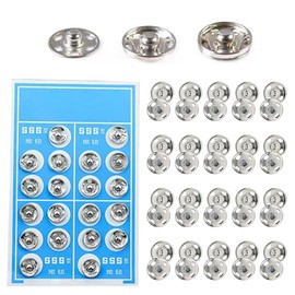 MIUPOO Metal Sew On Snap Buttons, Fasteners Press Studs for Sewing Clothes Jeans Overcoat DIY,0.62Inches/16mm Dia Snaps,20 Sets,Silver