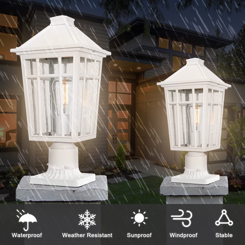 Darkaway Large Outdoor Post Lights Lamp Post Light Fixture, 17inch