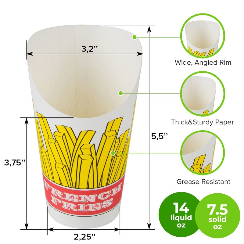 CUSINIUM 14 oz 50-Pack Navy Blue French Fry Cups -