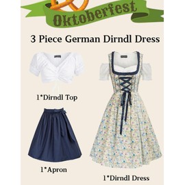 Scarlet Darkness Women's 3pcs German Beer Festival Dress Oktoberfest Fraulein Costume Deep Blue S