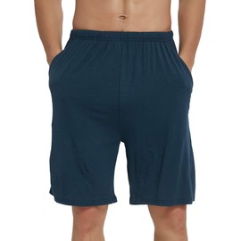 JINSHI Sleep Shorts Men Soft Lightweight Modal Lounge Pajama Shorts with Pockets (Blue/Lake Blue/Black) XL