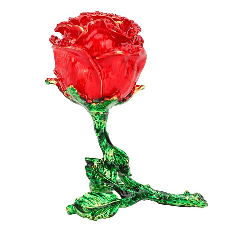 Jewelry Box Rose Shaped Rhinestone Delicate Retro Ring Earring Storage