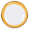 G.E.T. 10.5" White/Yellow Heavy-Duty Wide Rim Melamine Plastic Dinner Plate