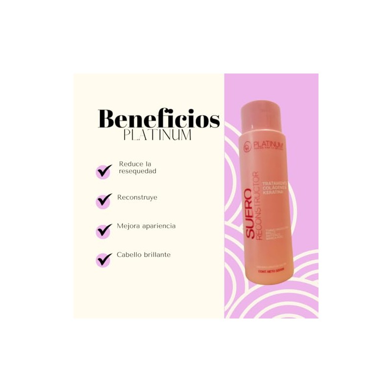 Tratamiento suero reconstructor keratina y colageno,Nueva presentacion Platinum 220 gr.