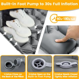 Oramoose Camping Sleeping Pad, Ultralight Camping Mat with Pillow Built-in Foot Pump, Inflatable Sleeping Pads Compact for Travel, Camping Backpacking Hiking Tent Car Camp Gear