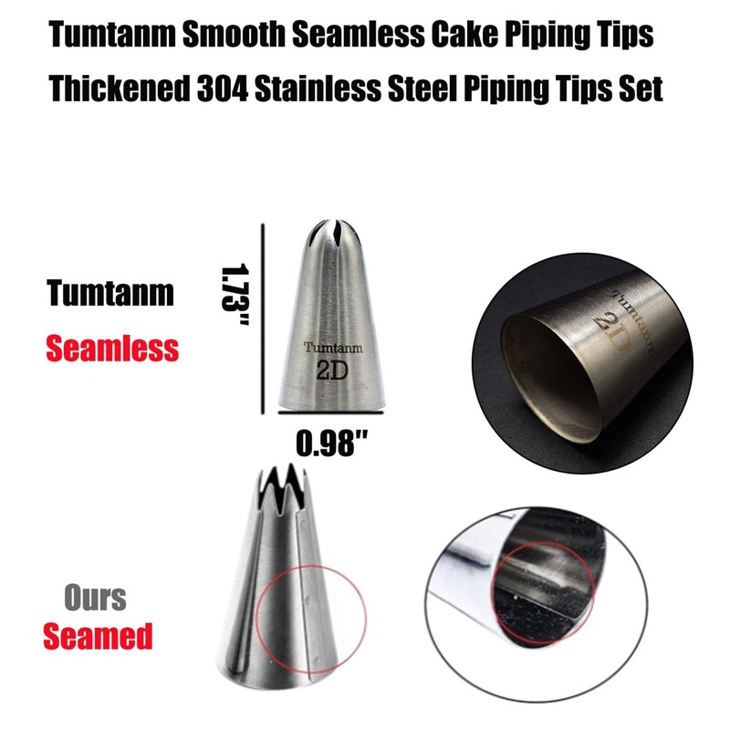 2D Nozzle Large Drop Flower Piping Tip, Large Seamless Stainless