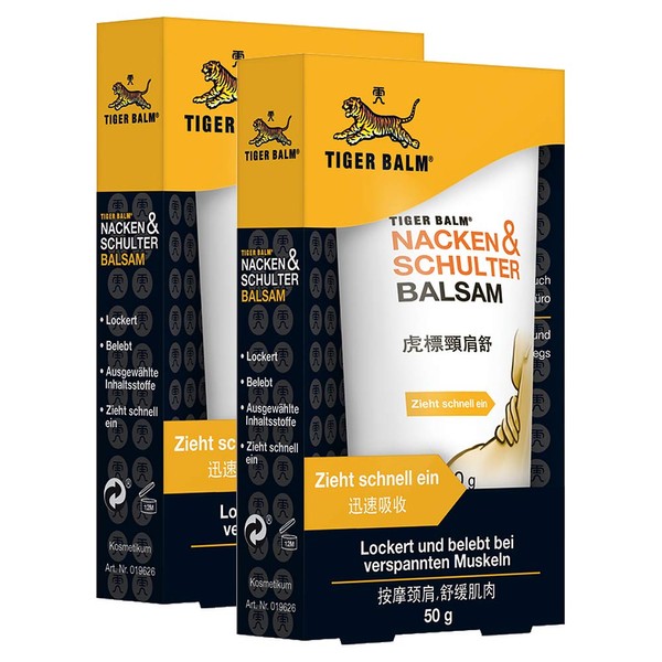 Tiger Balm Neck & Shoulder Balm, Natural Balm for Neck & Shoulder Tension, Nourishing Balm, Ideal for Travelling, 2 x 50g