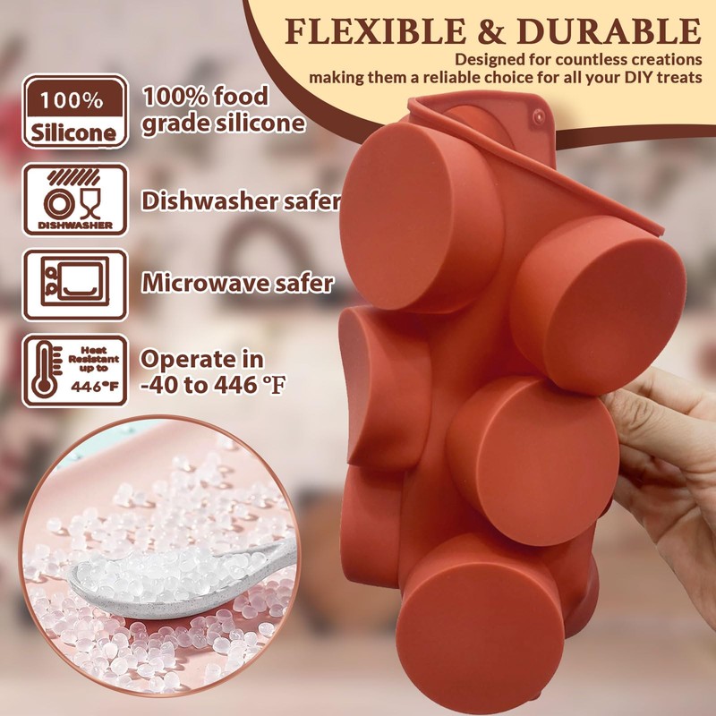 HKNMTT Round Silicone Molds 3 PCS, 12-Cavity 2.1" Round Cylinder