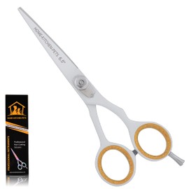 Hairdressing Barber Hair Cutting Scissor for Professional Barbers Stainless Steel Hair Cutting - for Salon Barber Accessories, Men, Women, Children and Adult Hair Scissors (White Golden-SC1, 6.5)