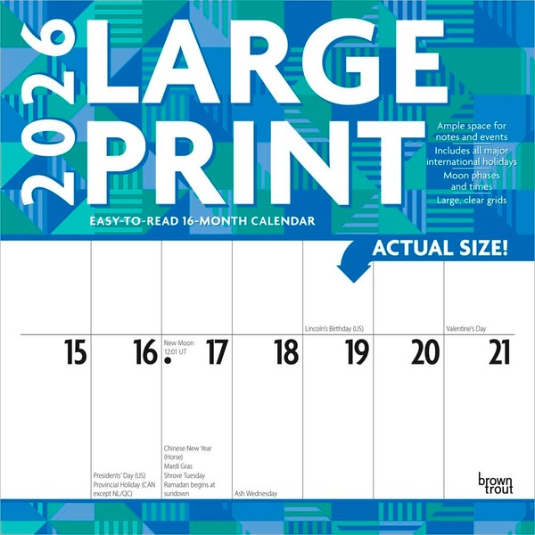 Large Print | 2026 12 x 24 Inch (Hanging) Monthly