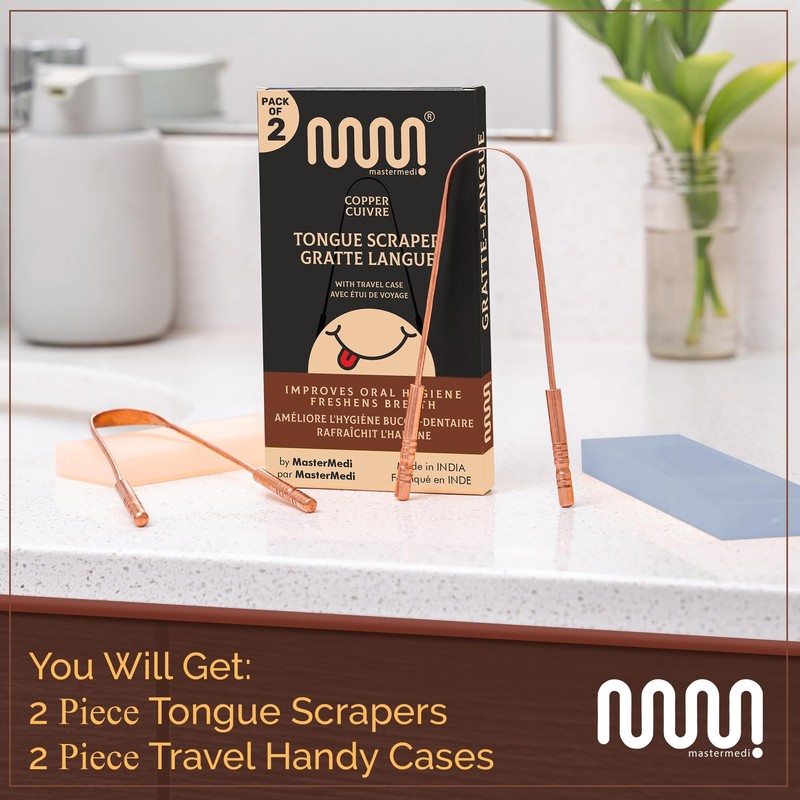 MasterMedi Tongue Scraper Tongue Scraper Stainless Steel New (Copper 2