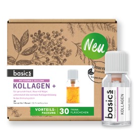 basics Collagen + Complex Monthly Treatment, 30 x 10 ml Bottles - with High Dose Collagen Hydrolysate, Vitamin C, Biotin and Zinc for the Maintenance of Beautiful Skin, Hair and Nails