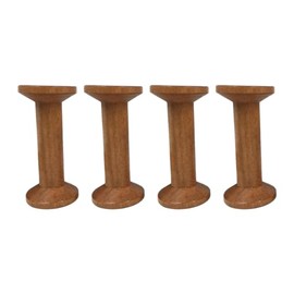 4 Pieces Wooden Empty Spools Vintage Wooden Spools Retro Wooden Thread Spools Embroidery Thread Spool for Textile Wire Weaving Ribbon DIY Crafts Art, 3.5 x 7.5cm, Dark Brown