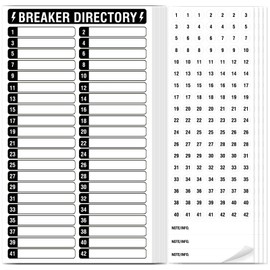 14 Sheets Breaker Panel Labels, 10 Electrical Box Catalog Labels and 4 Number Stickers, Colorful Durable Removable Electrical Number Directory Load Center Sticker （Black）