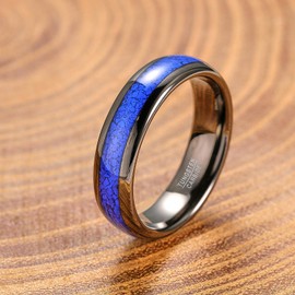 Vakki Tungsten Ring for Men Lapis Lazuli Inlay 6mm Gunmetal Tungsten Carbide Wedding Band Domed Comfort Fit Size 11