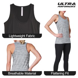 Ultra Performance Womens Athletic Workout Tank Tops 4 Pack Women's Running Shirts Casual Loose fit Gym Tanks for Women