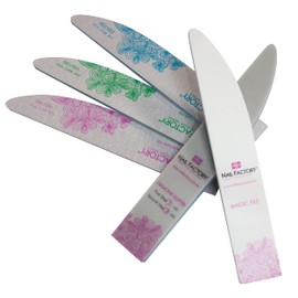 NAIL FACTORY - Set de Limas Para Manicure, 5 Limas de Doble Cara, Cada una de Distinto Grano, Incluye Lima Buffer y Lima Magic Shine. 5 Piezas.