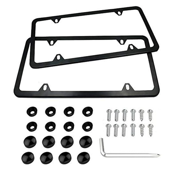 Indeed BUY License Plate Frames Black, Newest 2 Pcs 4