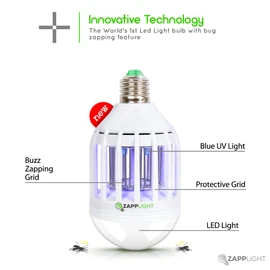Zapplight ZAP402 Zapplight-Dual LED Lightbulb and Bug Light Zapper Pack of 2