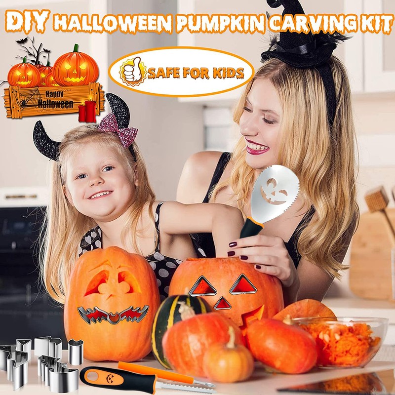 Fundaful Halloween Pumpkin Carving Kit, NEW 21 PCS Safe and