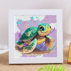Aestalrcus Sea Turtle Diamond Art Kits for Kids with Frame, Turtle Diamond Art Painting Kits, Gem Art Crafts for Girls and Boys for Kids 5-12 Beginners Gift Home Wall Decor 6x6 inch