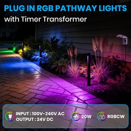ZestPatio Plug in Outdoor RGB Landscape Pathway Lights Kit with Timer