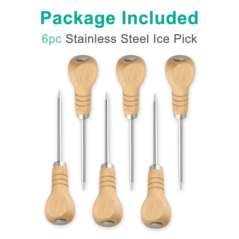 Yzurbu 6pcs Ice Pick for Breaking Ice, Stainless Steel Ice