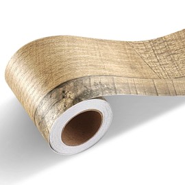 HelloWall 3in X 50ft Bathroom Mirror Frame Peel and Stick Mirror Frame Border Wood Bulletin Board Borders Wall Border Peel and Stick Mirrors Borders Wood Grain Wallpaper Tape for Kitchen Bathroom