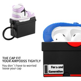 [2Pack] Maxjoy for Airpods 2nd Generation Case, Cute 3D Box Case Compatible with Airpods Case 2nd/1st Gen, Shockproof for Airpods Case Men Women with Keychain（Deep Blue Light Purple）