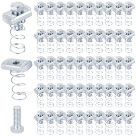 Otoolling 50 Set 3/8"-16 Spring Nut and Bolt Kit, 3/8" x 15/16" Bolt for 1-5/8" Strut Channel, Spring Nuts, Electro Galvanized Carbon Steel, Strut Channel Nuts for HVAC Piping & Solar Mounting DIY