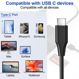 Memory Stick pro Duo Adapter Reader - 8 in 1 SD/TF/MS/CF/XD Card Reader for USB-C Device, USB C Multi Memory Card Reader with 3 USB 2.0 Ports, XD Picture Card Reader