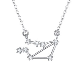 Clearine Ladies' 925 Sterling Silver Necklace, Cubic Zirconia, 12 Constellations, Zodiac, Horoscope, Astrology, Neck Pendant, Jewellery, Clear, Sterling Silver, Books