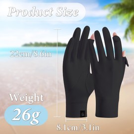 Feelorna Women UV Sun Protection Gloves, Summer Ice Silk Breathable Sunblock Gloves Full Finger Non-slip Touch Screen Driving Gloves for Cycling Riding Golfing Hiking (Black)